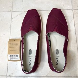 NWT Toms Alpargata Canvas Burgundy Women’s Size Size 10